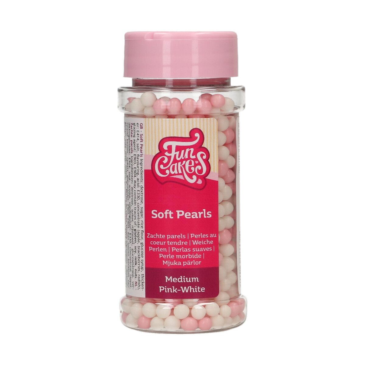  Foto: Perle di zucchero bianco-rosa Funcakes 80 gr.