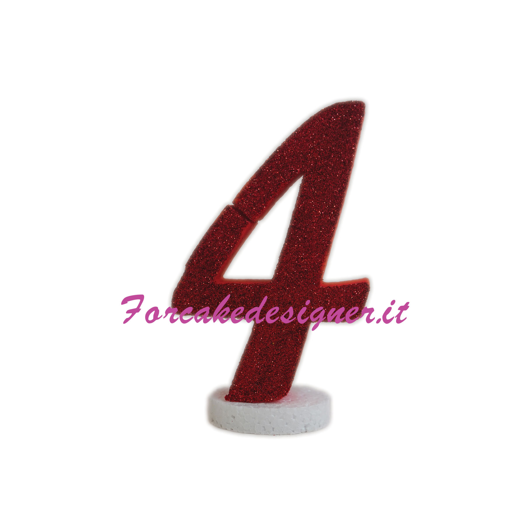  Foto: Numero 4 in Polistirolo Rosso Glitterato