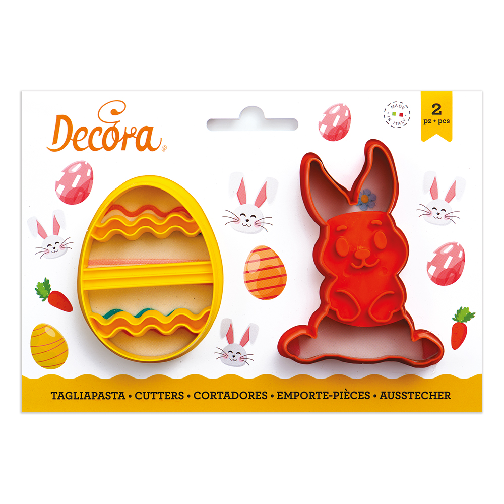  Foto: Decora- set 2 tagliapasta coniglio e uovo decorato in plastica
