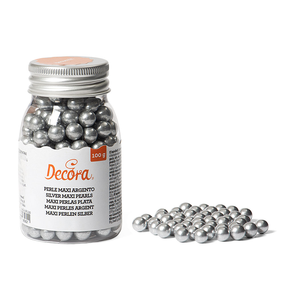  Foto: Decora Maxi perle di zucchero argentato metallizzato ⌀ 8 mm 100 gr