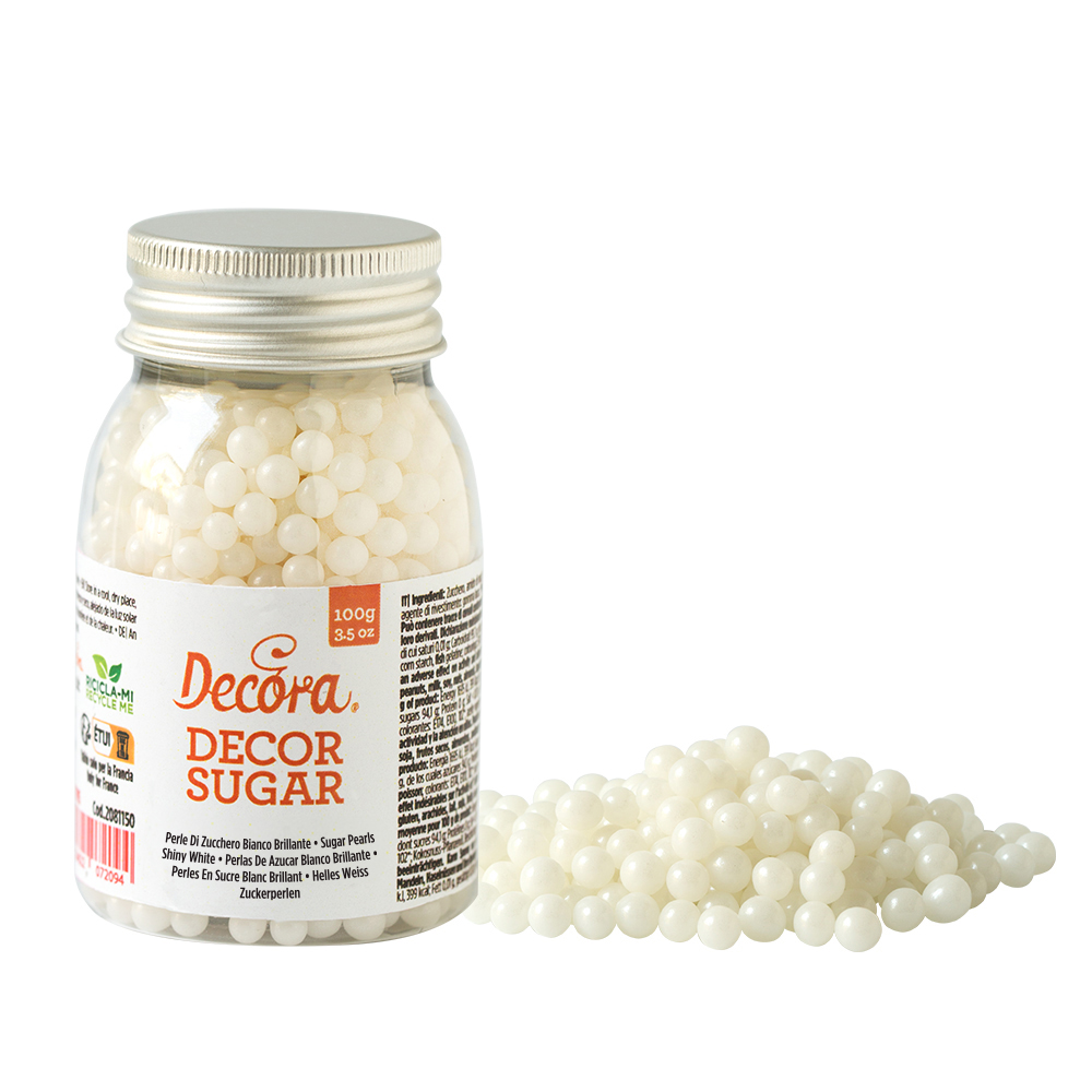  Foto: Decora - Perle di zucchero bianco brillante 100 gr